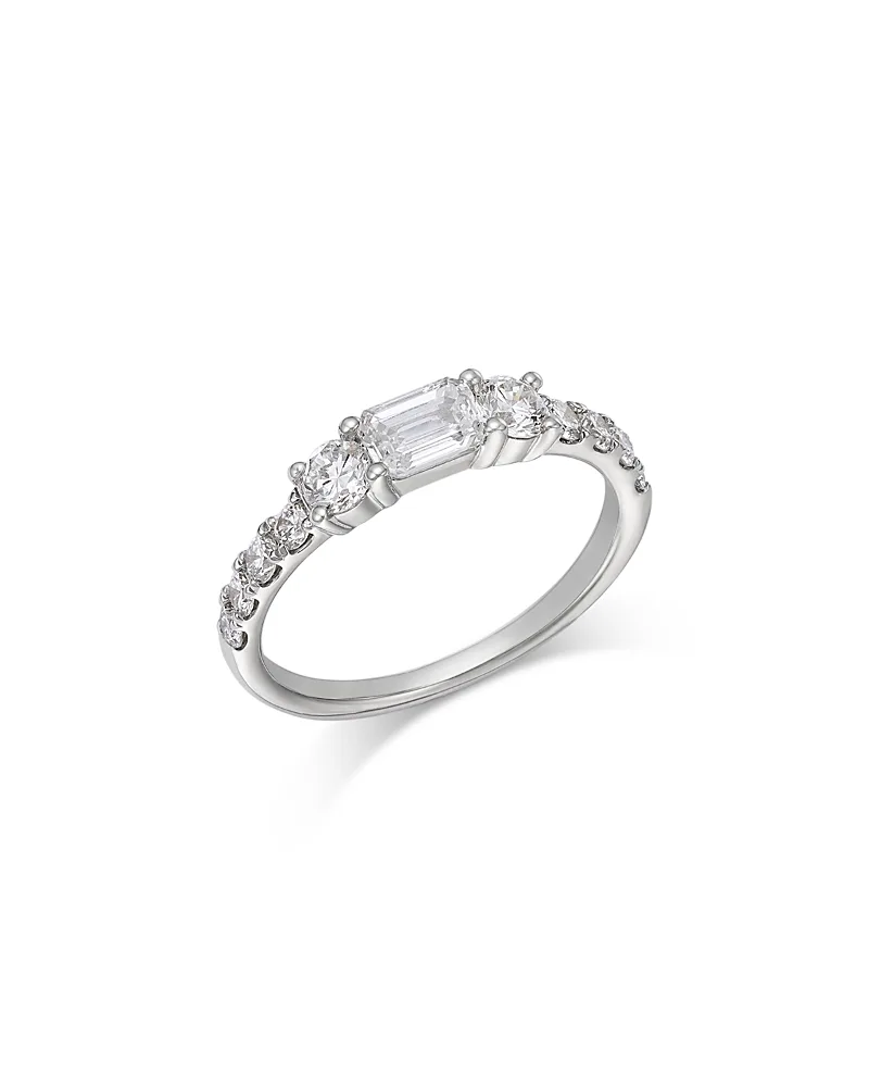 Luxe Collection Certified Lab Grown Diamond Emerald & Round Cut Band in 18K White Gold, 1.0 Tcw