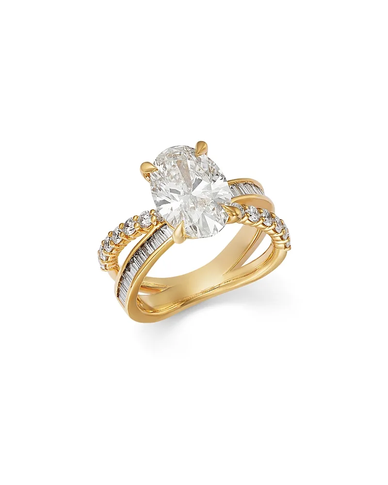 Luxe Collection Certified Lab Grown Diamond Oval Cut Engagement Ring in 18K Yellow Gold, 3.85 Tcw
