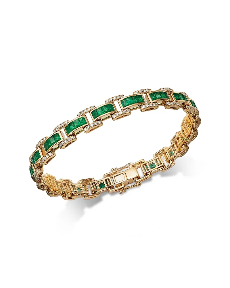 Emerald & Diamond Chain Link Bracelet in 14K Yellow Gold by Bloomingdales Fine Collection