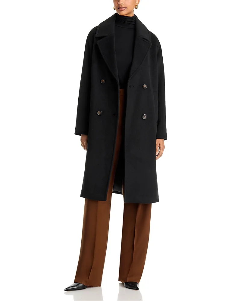 Relaxed Double Breasted Wool Blend Coat by Bernardo