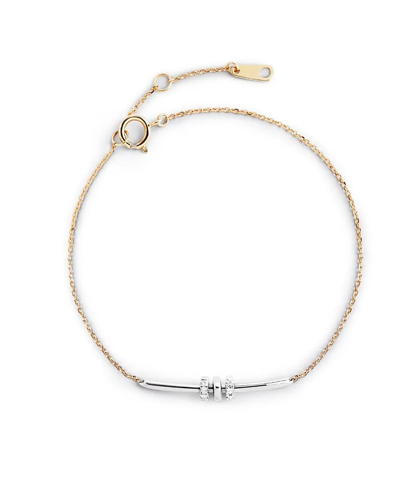 Solid Yellow Gold Diamond Links Bar Bracelet by Ana Luisa
