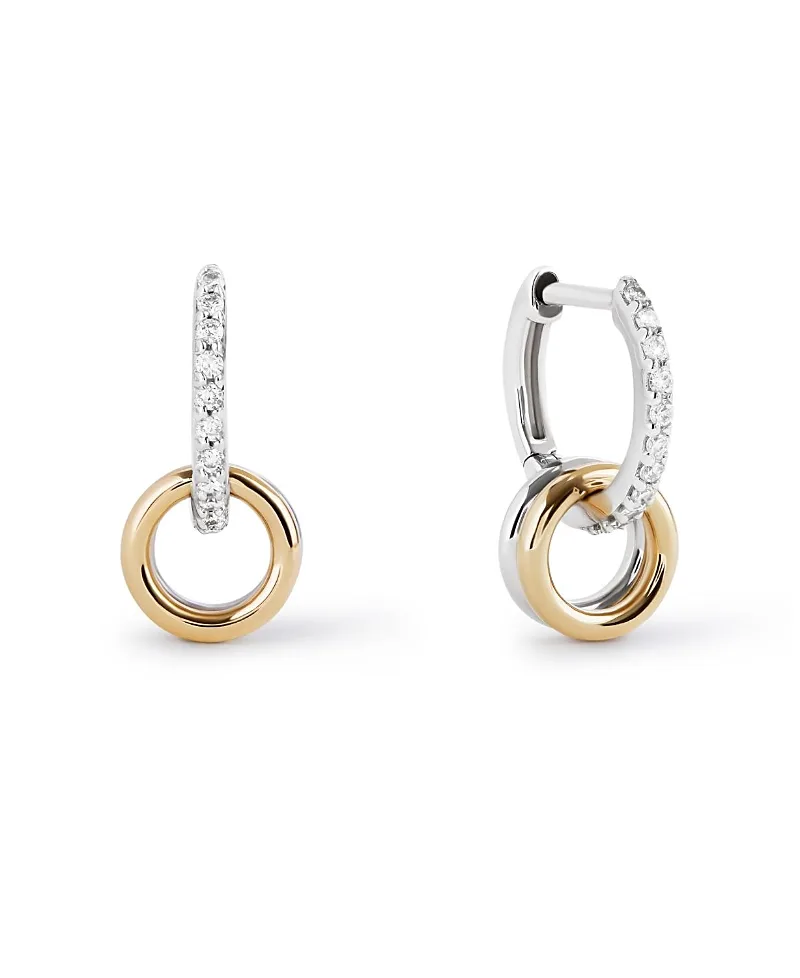 Solid Yellow Gold Diamond Links Hoop Earrings by Ana Luisa