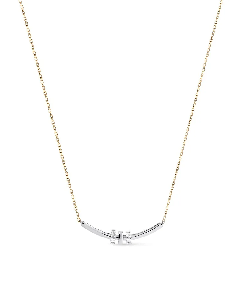 Solid Yellow Gold Diamond Links Bar Necklace by Ana Luisa