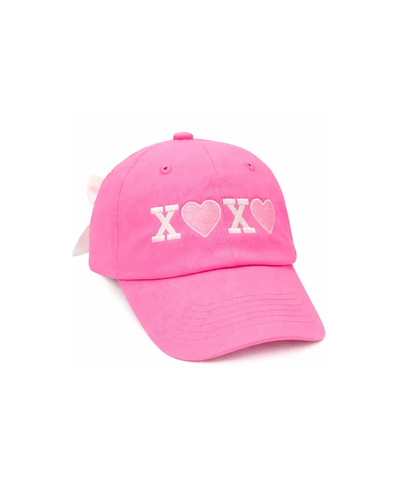 Hearts Xo Bow Baseball Hat by Bits & Bows