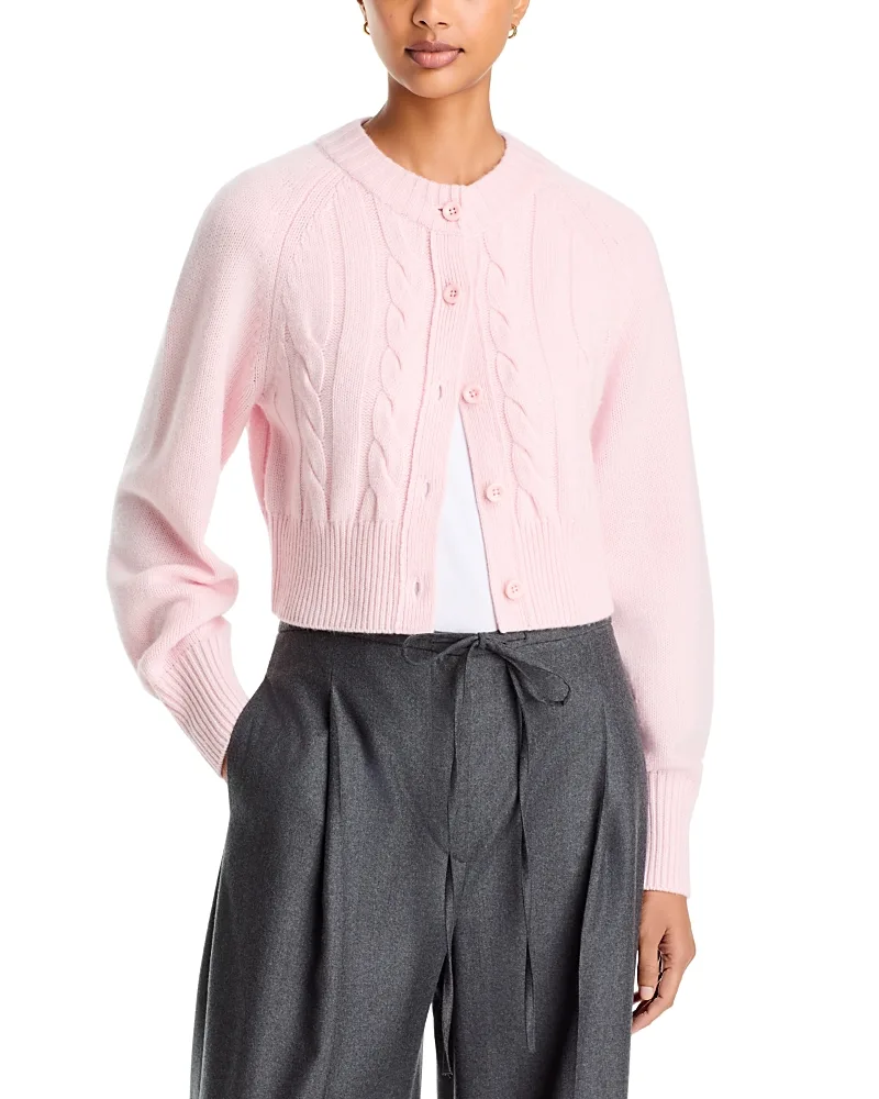 Rita Wool & Cashmere Cable Knit Cropped Cardigan by Toccin