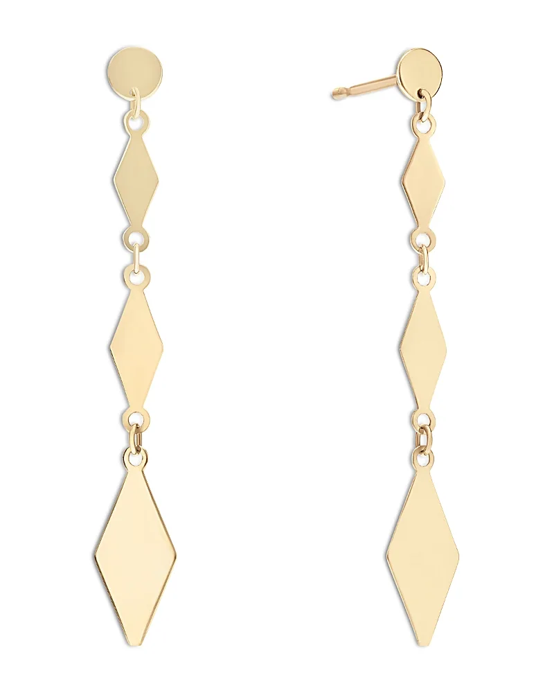 14K Yellow Gold Alternating Kite Linear Earrings by Lana