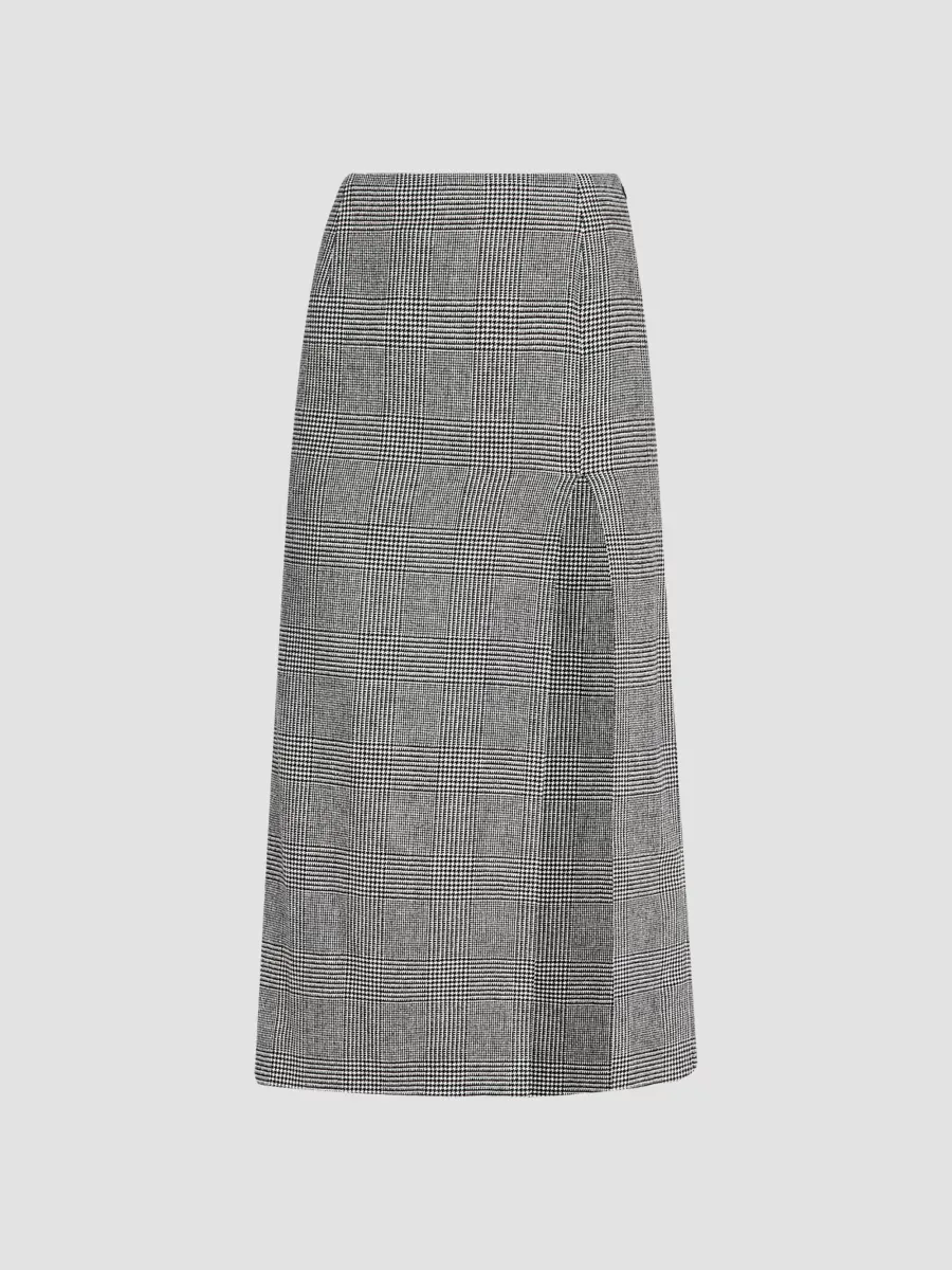 Car Wash Glen Check Wool-Cashmere Midi Skirt