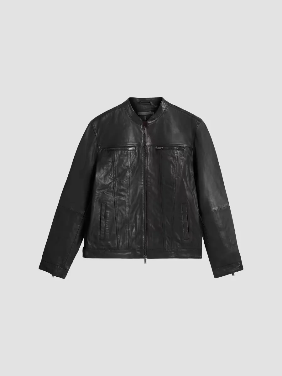 Zip-Front Leather Jacket by John Varvatos