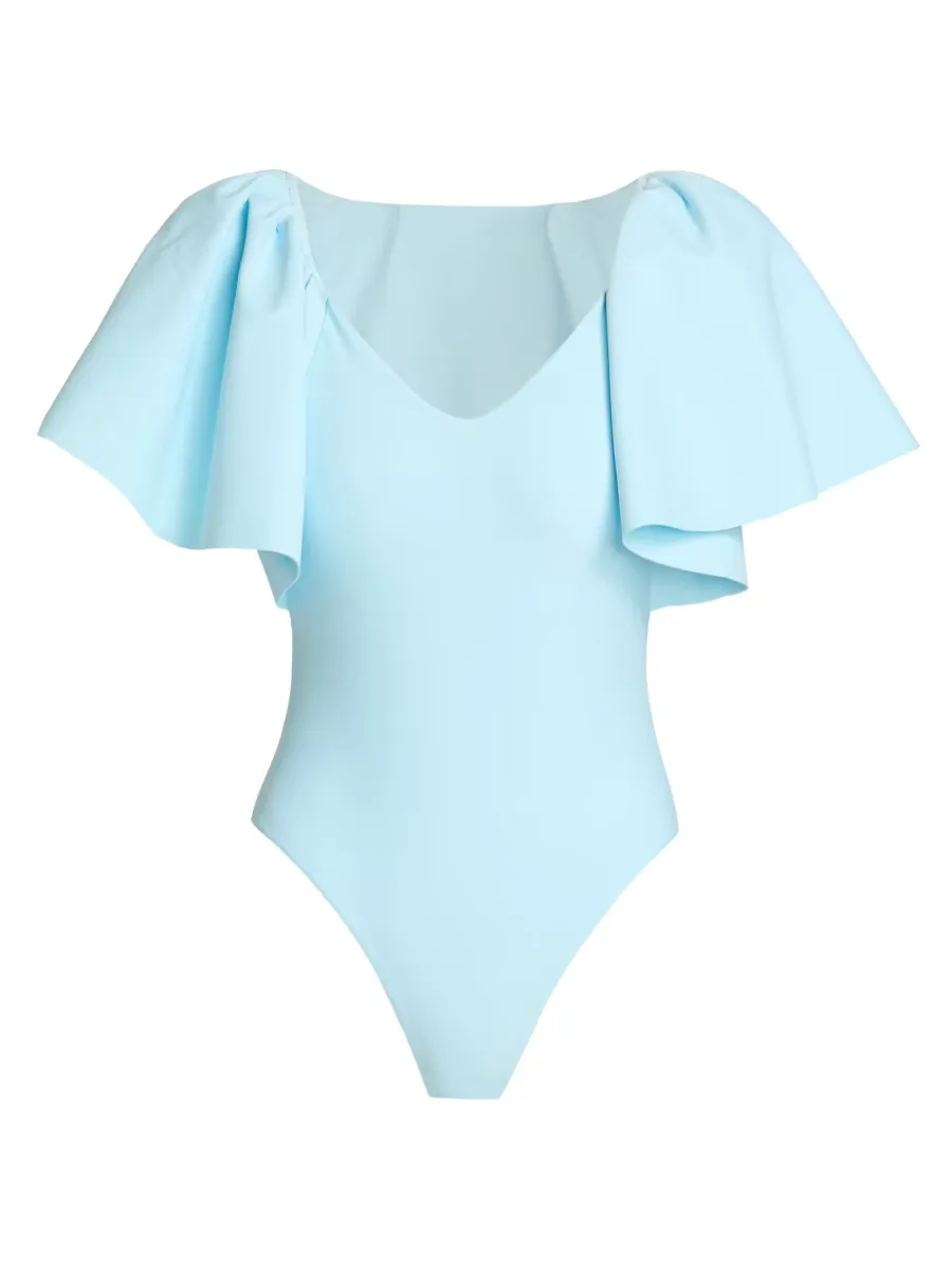 Cassidie Flutter Sleeve One-Piece Swimsuit by SIMKHAI