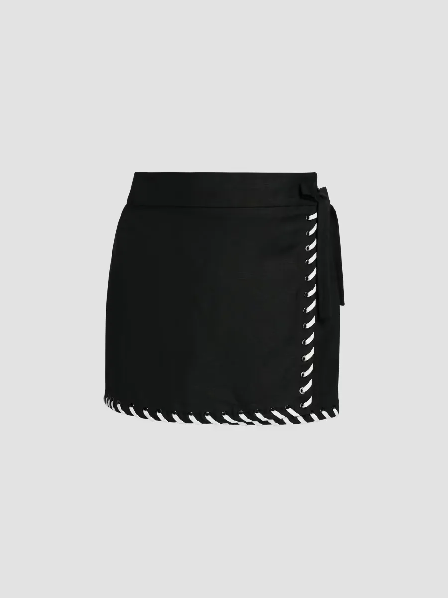 Banks Linen-Blend Wrap-Style Miniskirt by SIMKHAI