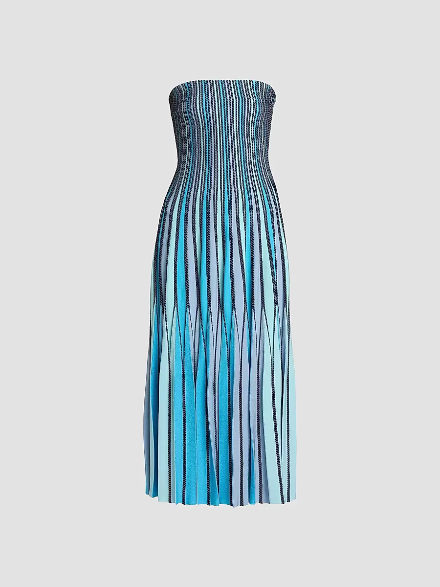 Soleil Corded Strapless Midi-Dress by SIMKHAI