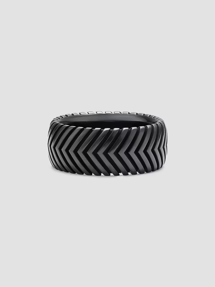 Chevron Band Ring in Black Titanium, 10MM by David Yurman