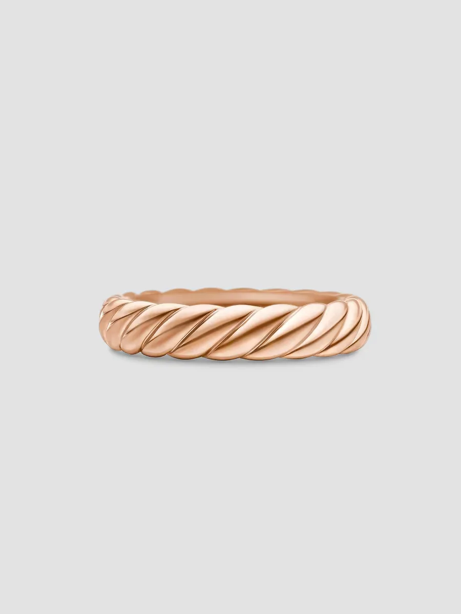 Sculpted Cable Band Ring in 18K Rose Gold by David Yurman