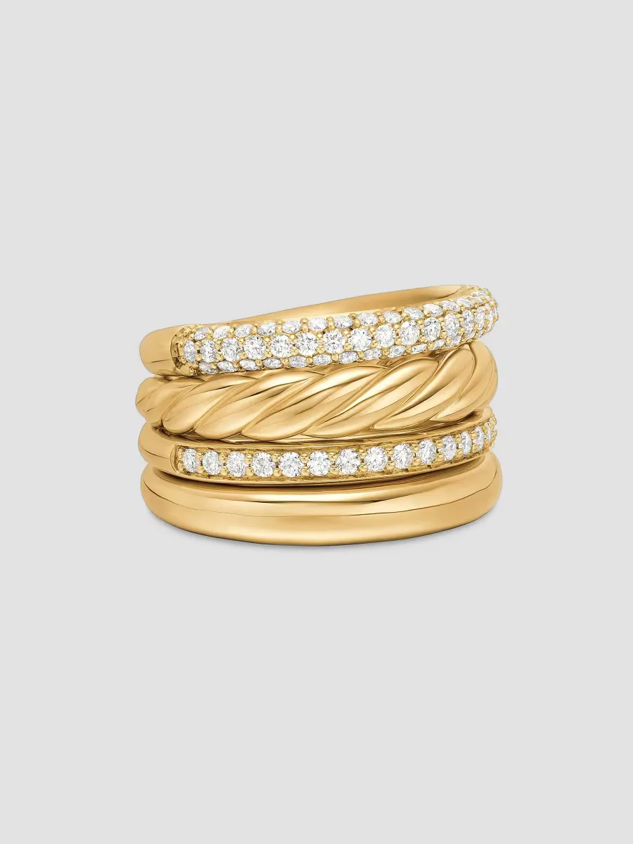 DY Mercer Multi Row Ring in 18K Yellow Gold by David Yurman