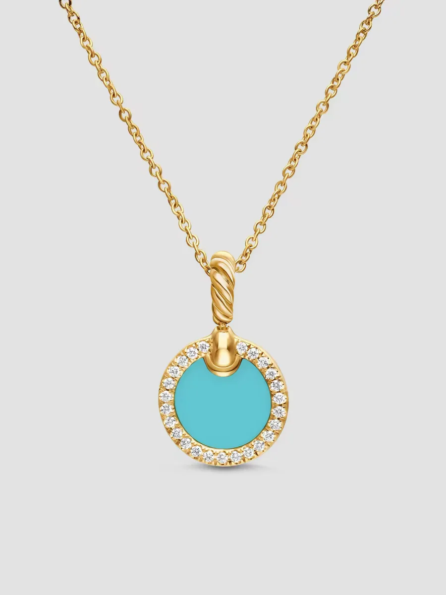 Petite Elements Pendant Necklace in 18K Yellow Gold with Pav Diamonds