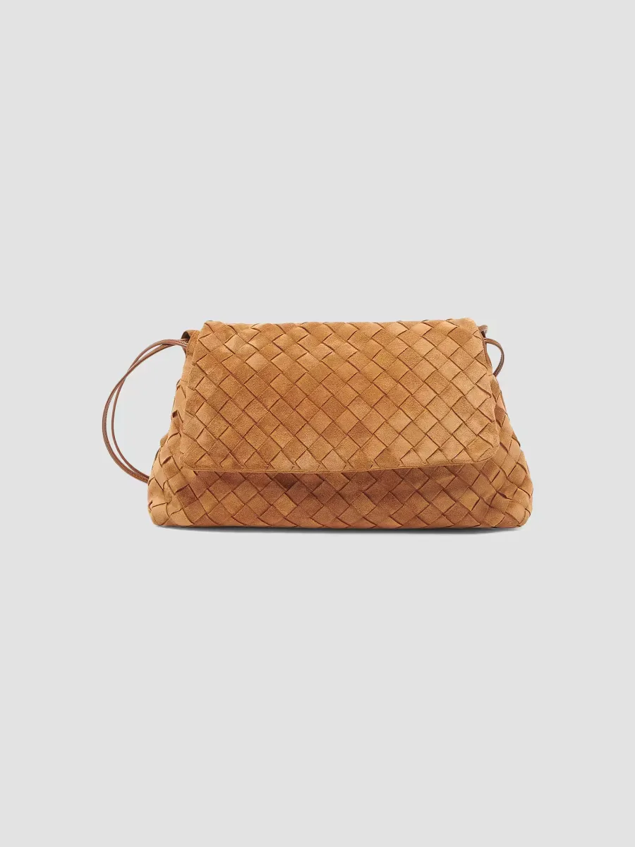 Giorno Intrecciato Suede Shoulder Bag