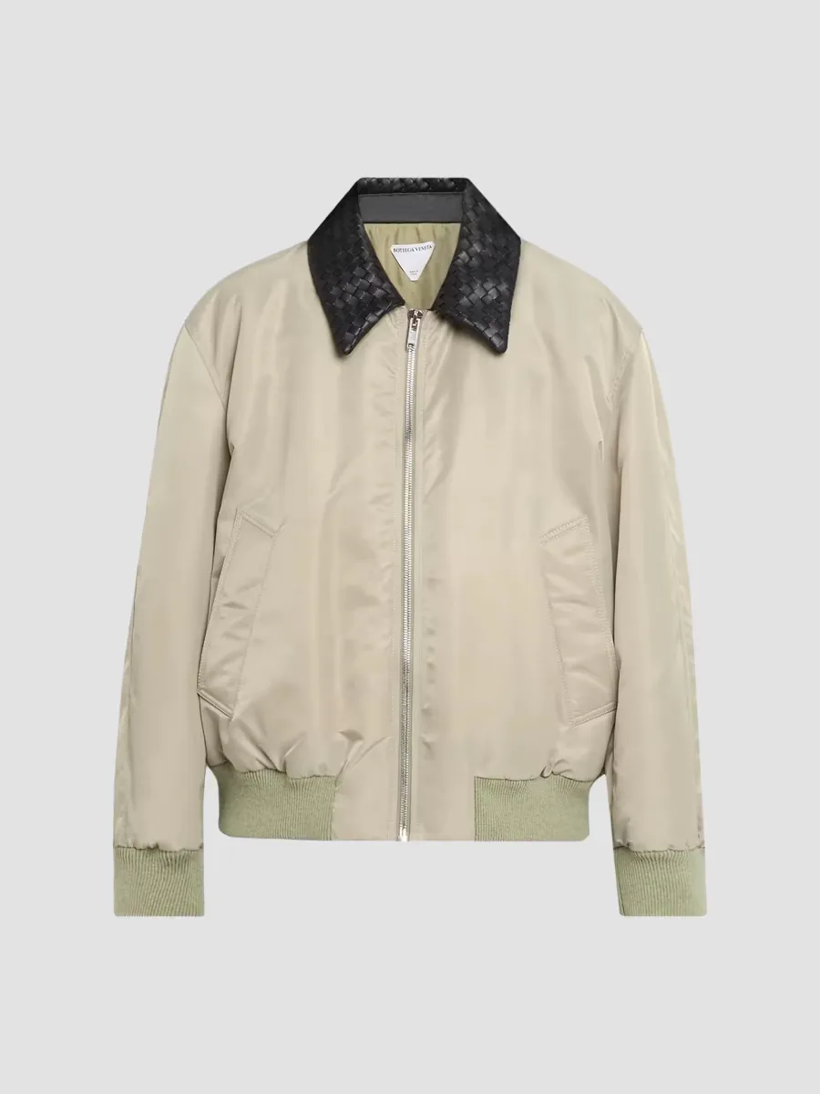Intrecciato Leather Collar Jacket by Bottega Veneta