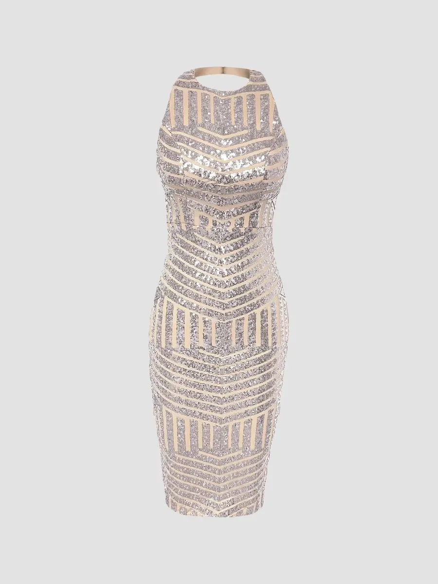 Cleo Sequined Halterneck Midi Dress by Dress the Population