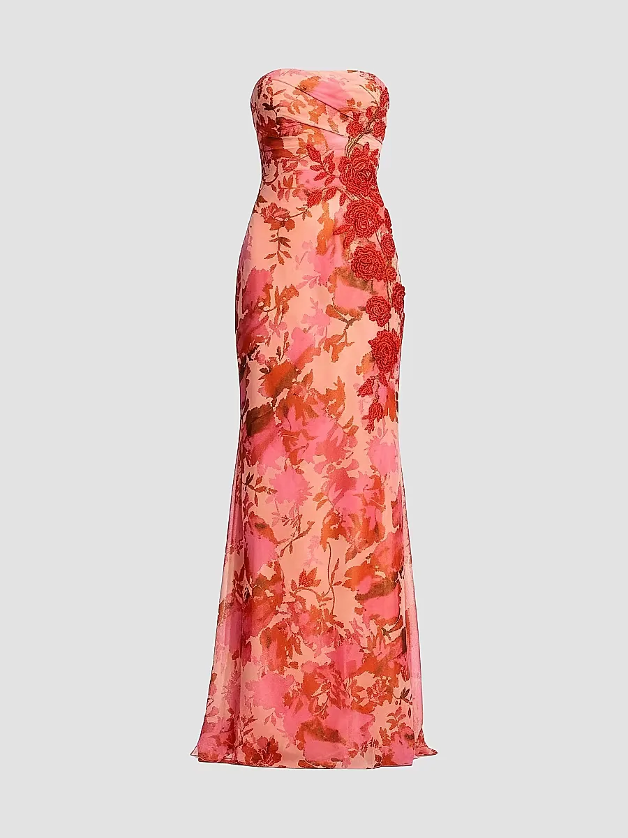 Kinley Floral Strapless Gown