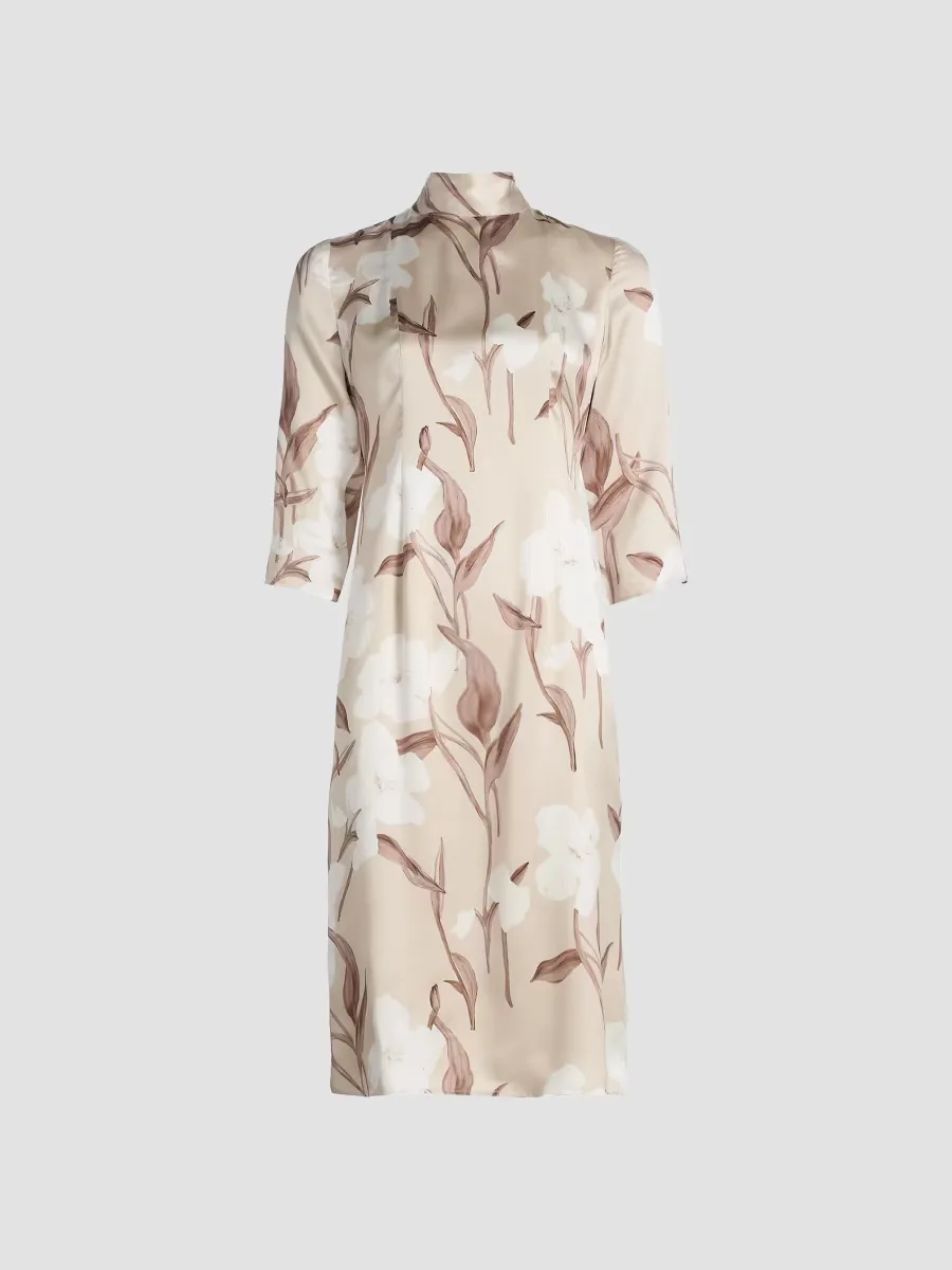 Floral Silk Midi-Dress by Misook