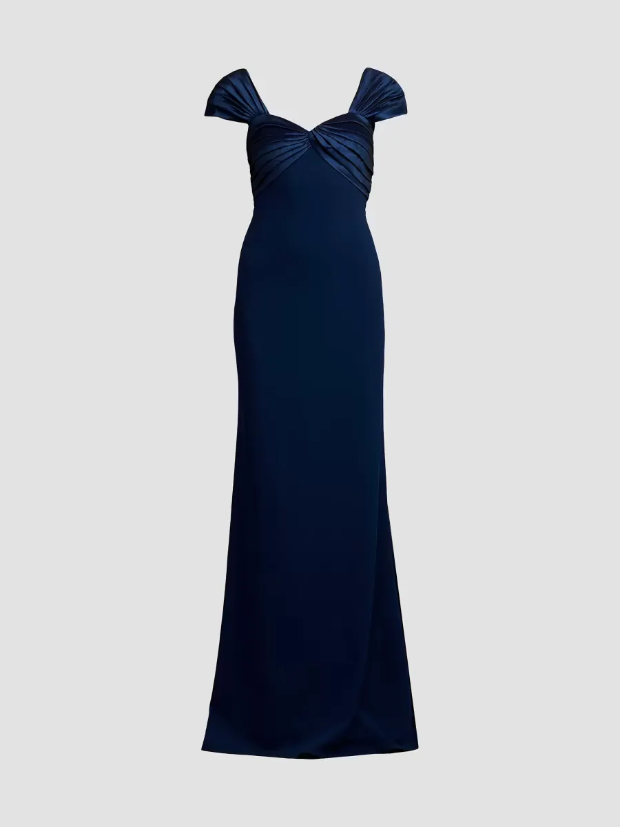 Short-Sleeve Crepe Gown by Tadashi