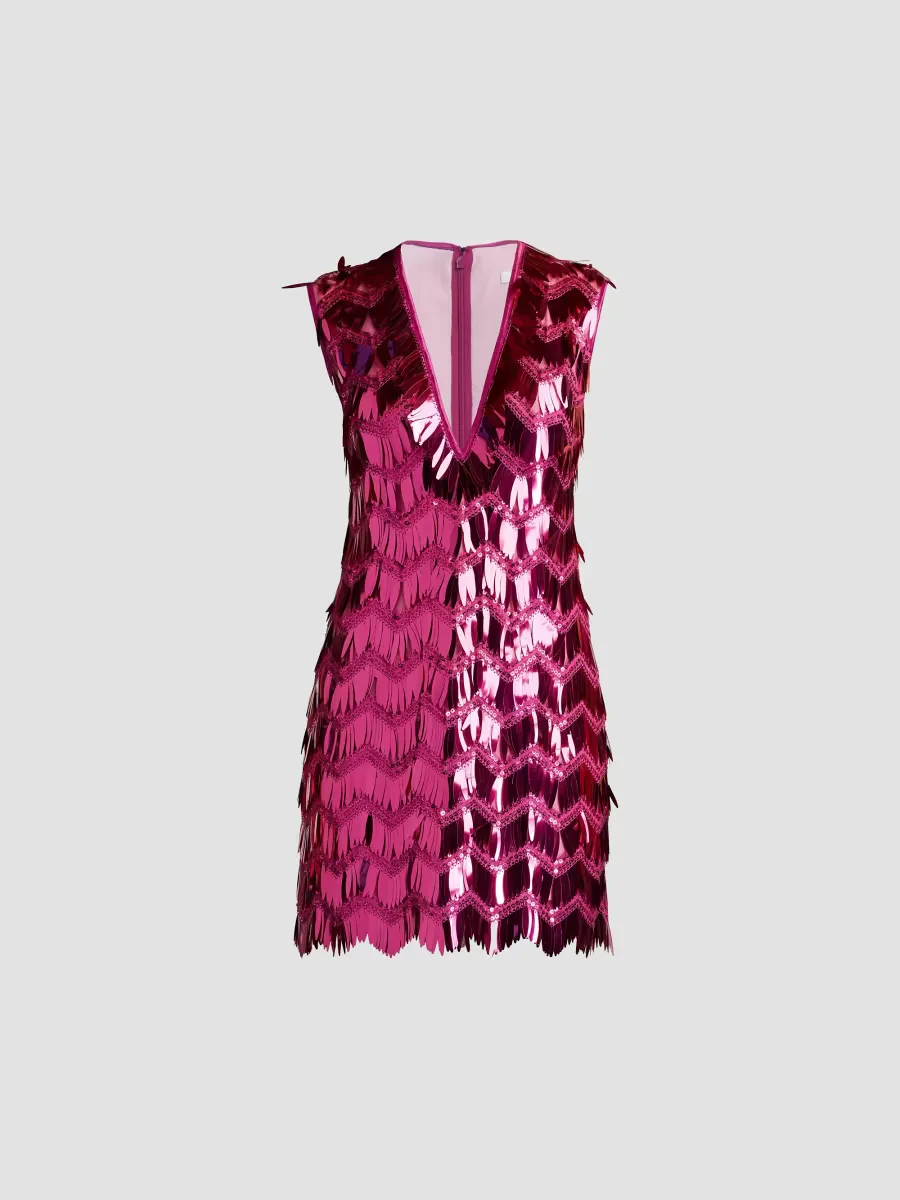 Sho by Tadashi Shoji Sequin Fringe Sleeveless Minidress by Tadashi