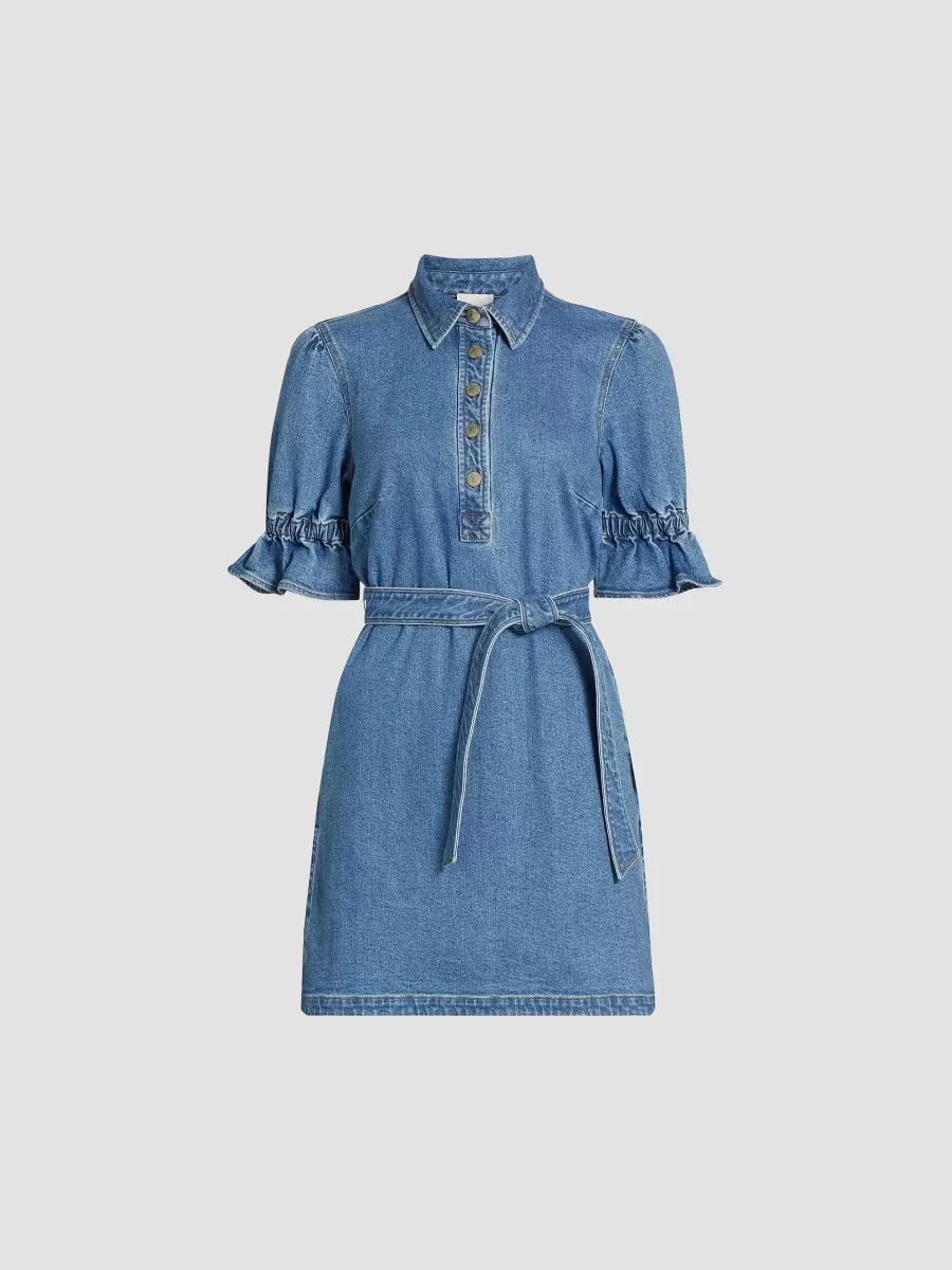 Nataly Denim Belted Minidress by Cinq  Sept