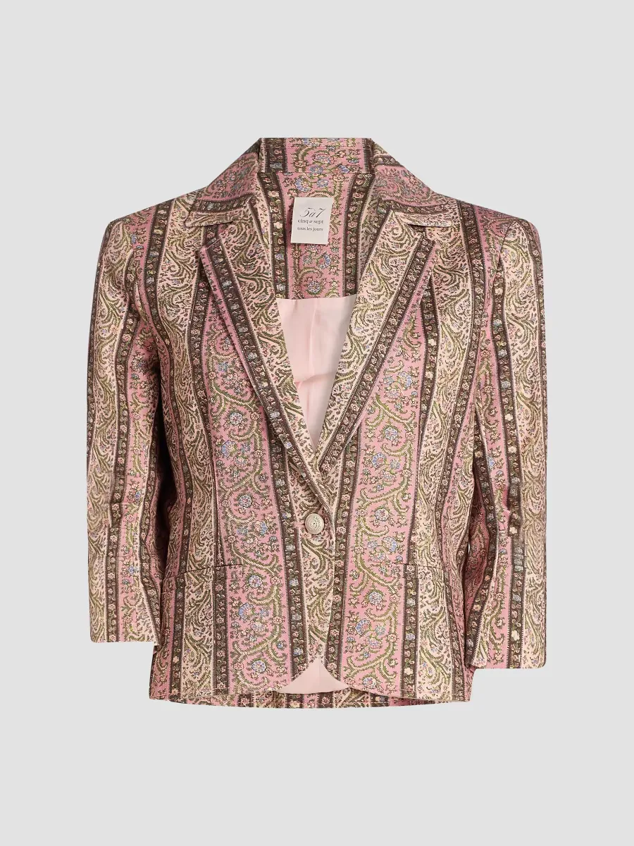 Le Petit Khloe Pepper Paisley Denim Blazer by Cinq  Sept