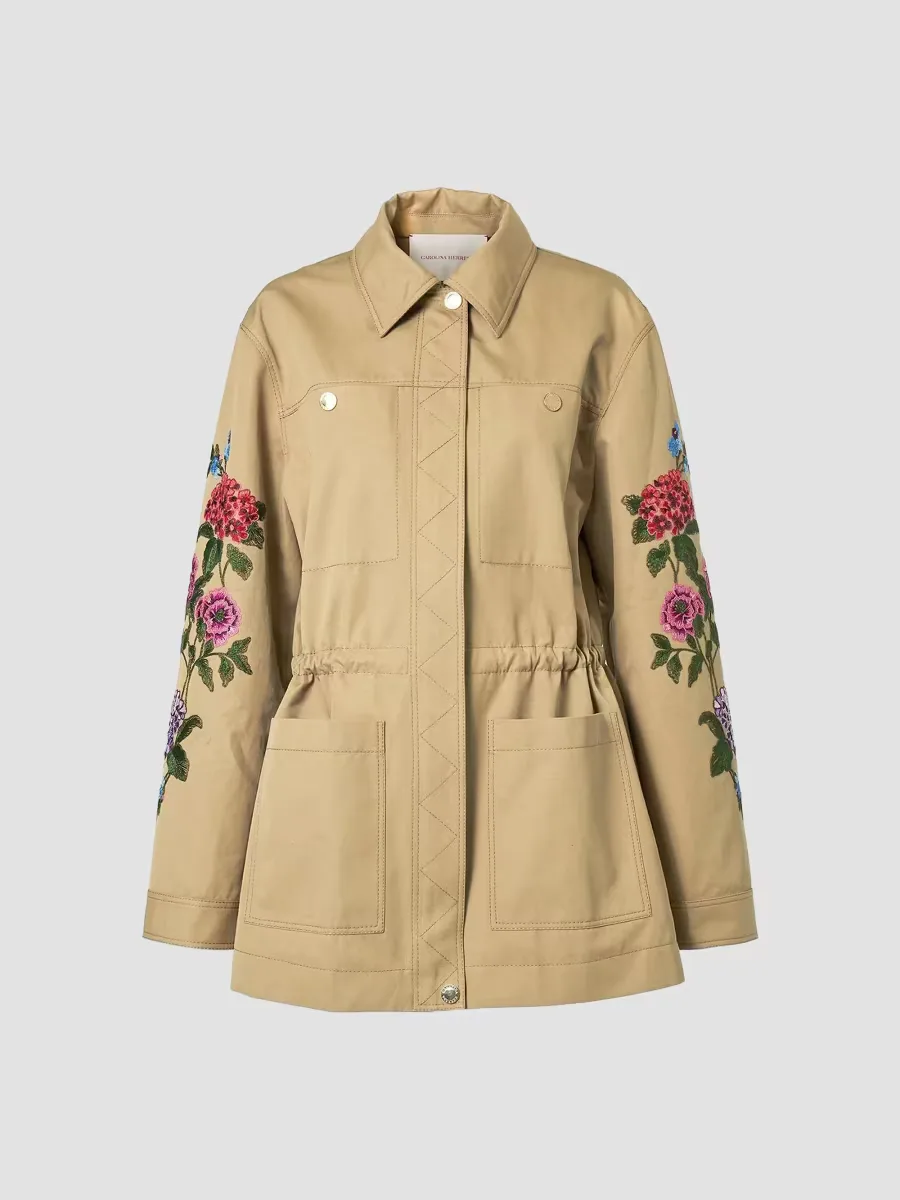 Floral Embroidered Cotton Jacket by Carolina Herrera