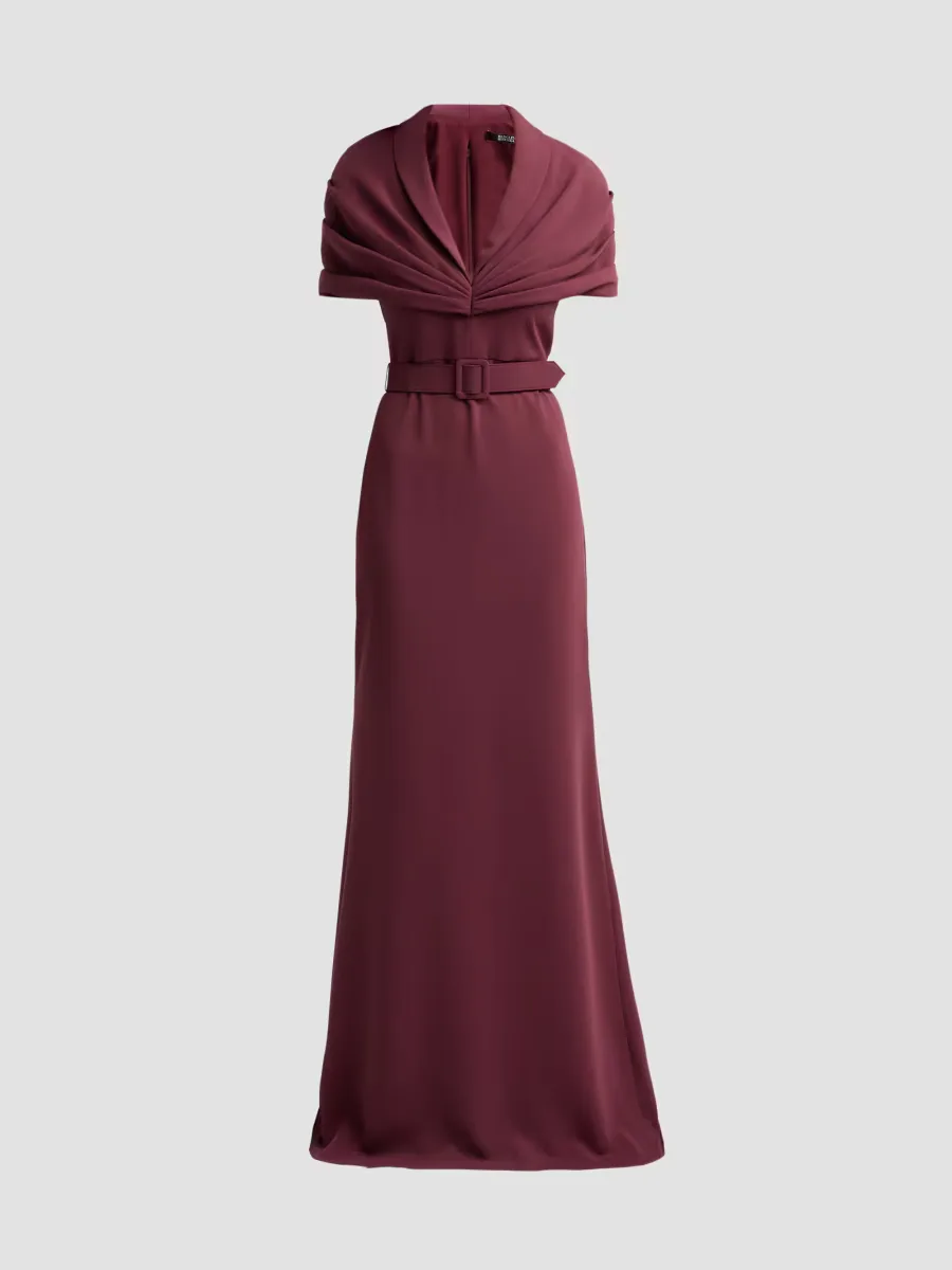Draped Belted Gown by Badgley Mischka