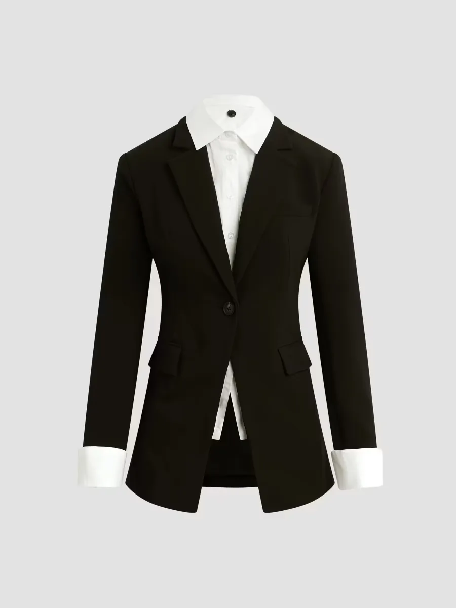 Madison Avenue Single-Breasted Combo Blazer by Favorite Daughter