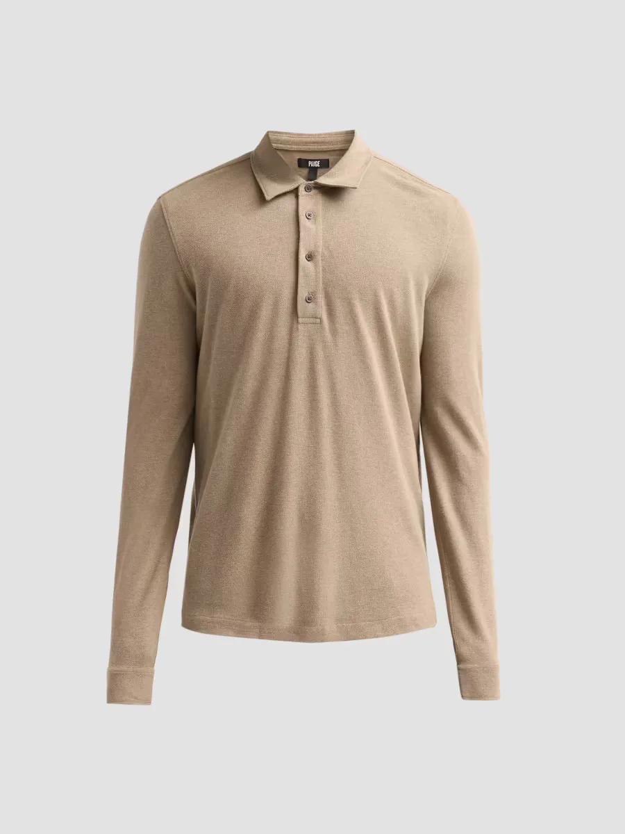 Ballard Cotton Long-Sleeve Polo Shirt by PAIGE