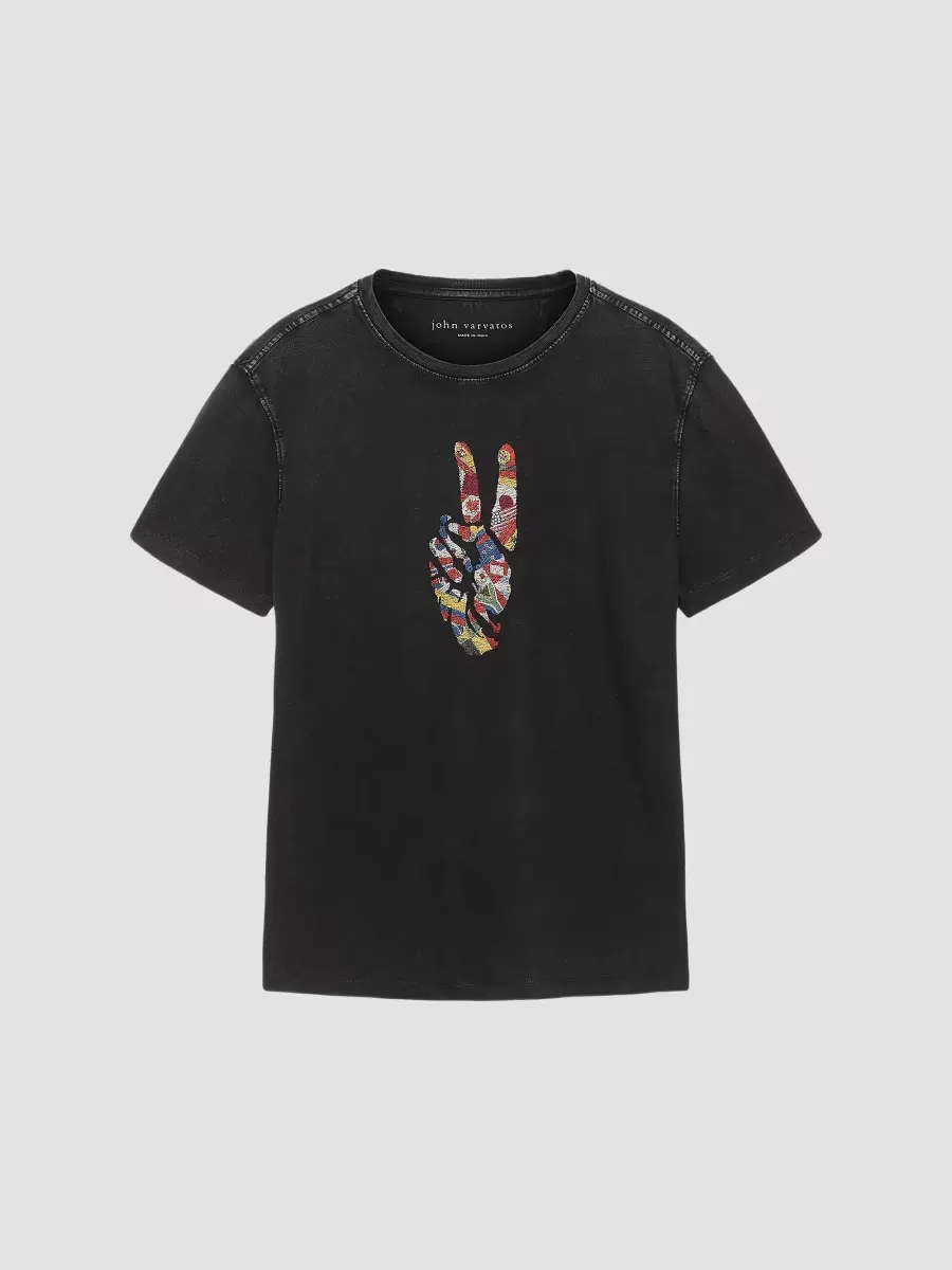 John Varvatos Star U. S.A. Peace Sign Crewneck T-Shirt by John Varvatos