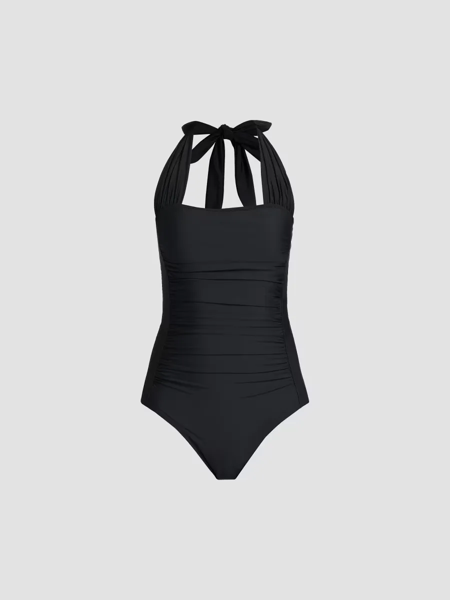 Ruched Halter One-Piece Swimsuit by Johnny Was