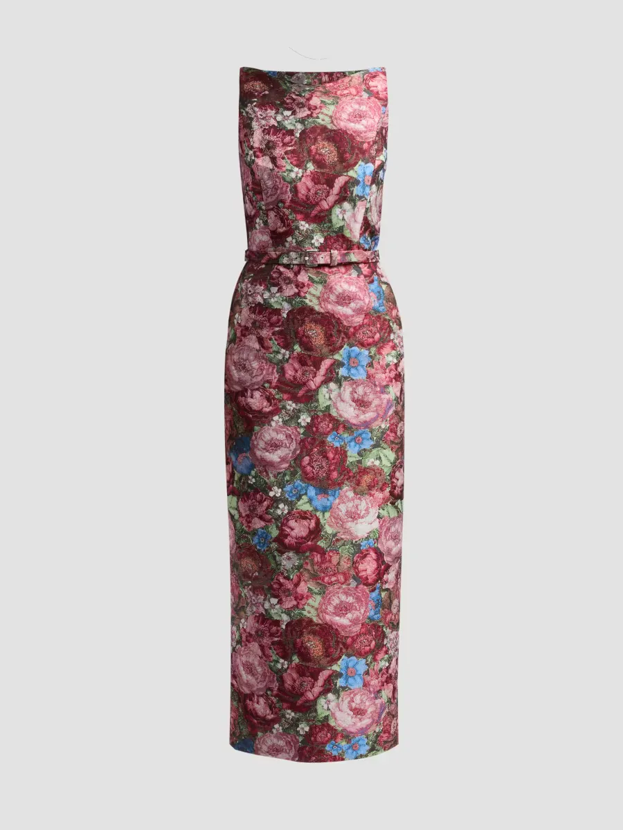 Sarita Floral-Jacquard Column Midi Dress by Adam Lippes
