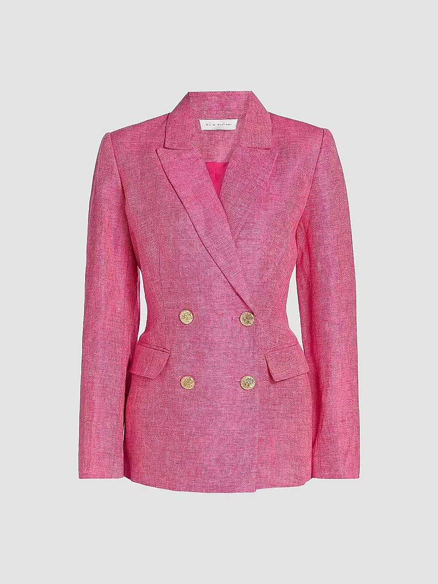 The Kenna Double-Breasted Linen Blazer by Elie Tahari