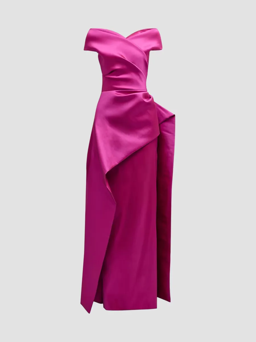 Teri Jon by Rickie Freeman Gazar Off-the-Shoulder Sculpted Gown by Teri Jon