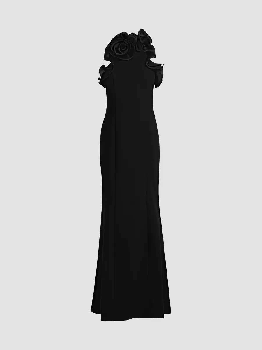 Rosette Ruffled Gown by Teri Jon