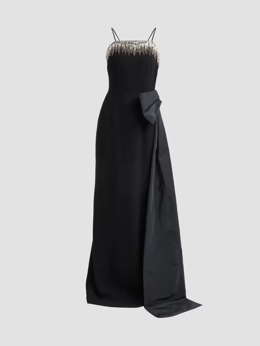 Teri Jon by Rickie Freeman Taffeta Embellished Side Bow Gown by Teri Jon