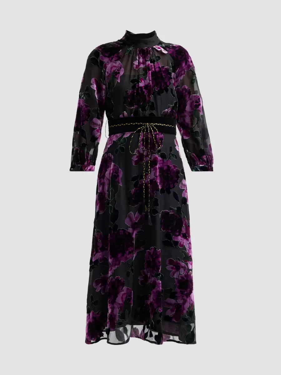 Teri Jon by Rickie Freeman Devore Velvet Floral Cocktail Dress by Teri Jon
