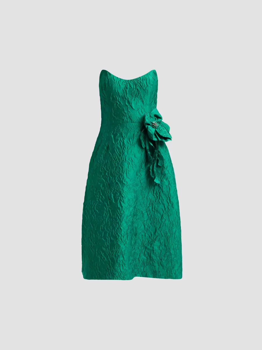 Teri Jon by Rickie Freeman Jacquard Strapless Cocktail Dress