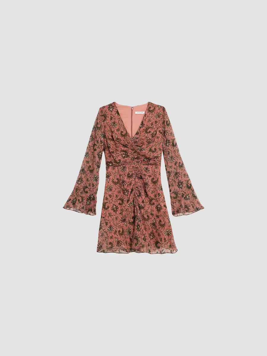 Beaty Long-Sleeve Ruched Minidress by Veronica Beard
