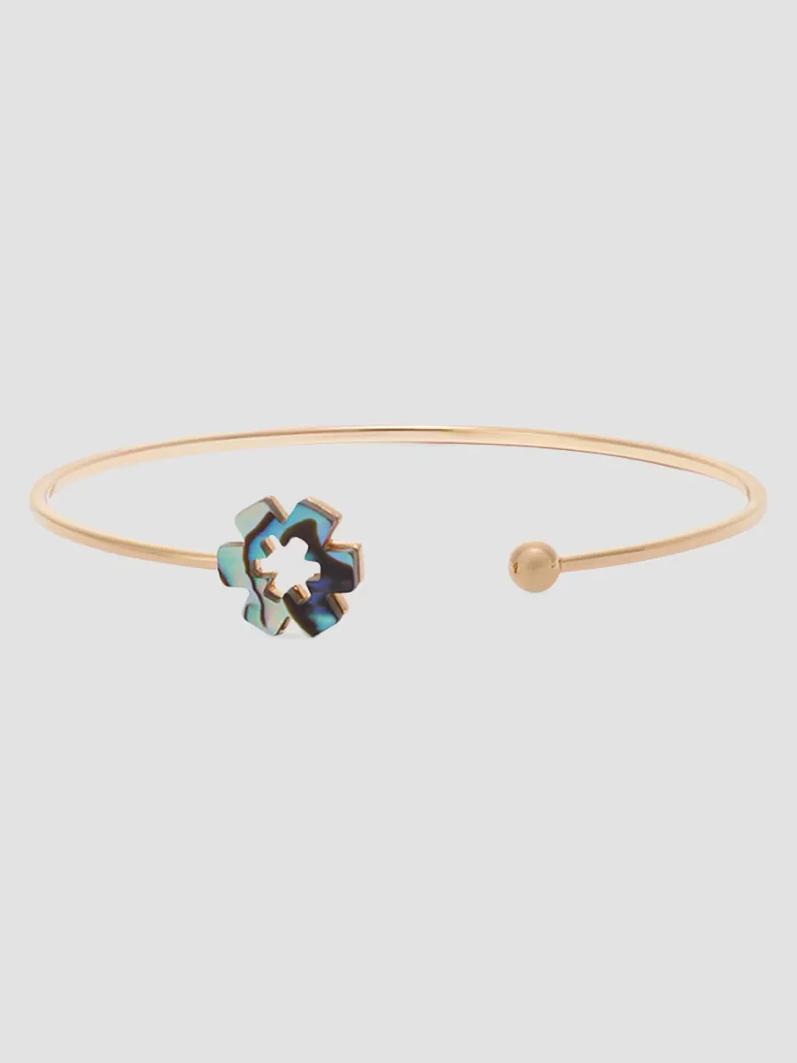 Forget Me Not 18K-Gold-Plated & Abalone Cuff by Tory Burch