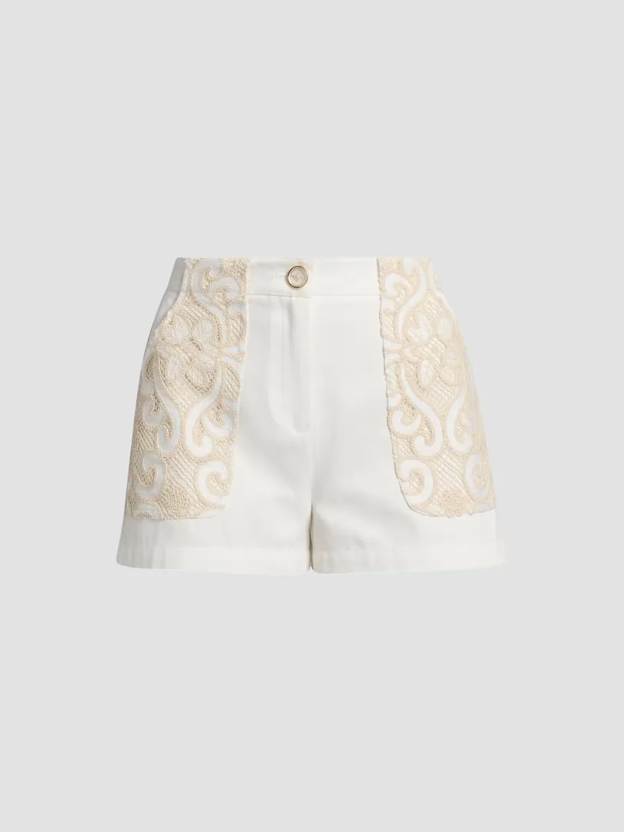 Hilary Embroidered Denim Shorts by Ramy Brook