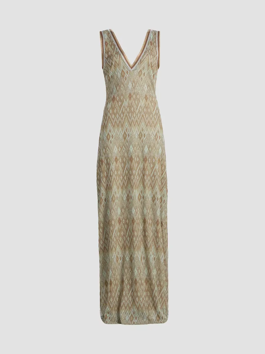 Reese Metallic Geometric Knit Maxi Dress by Ramy Brook