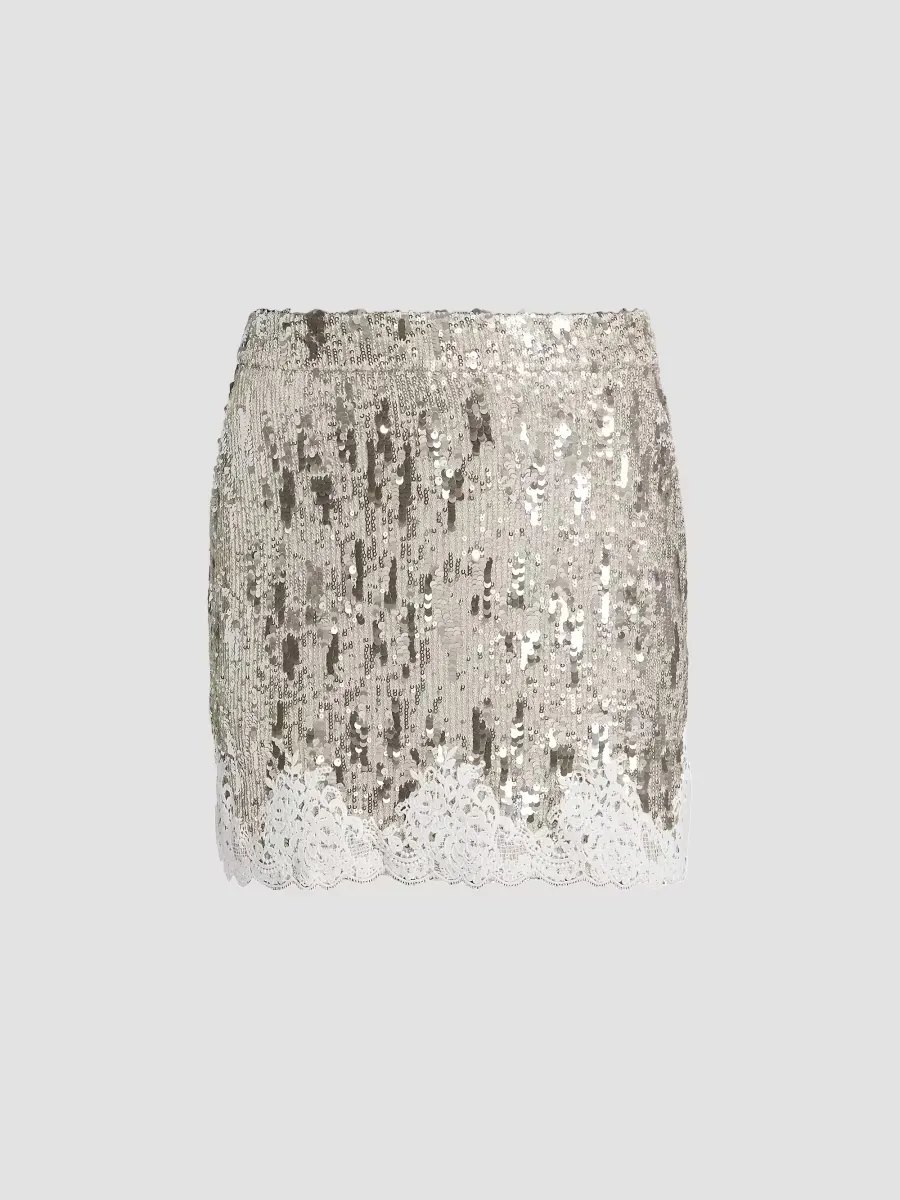 Janet Lace Sequined Miniskirt