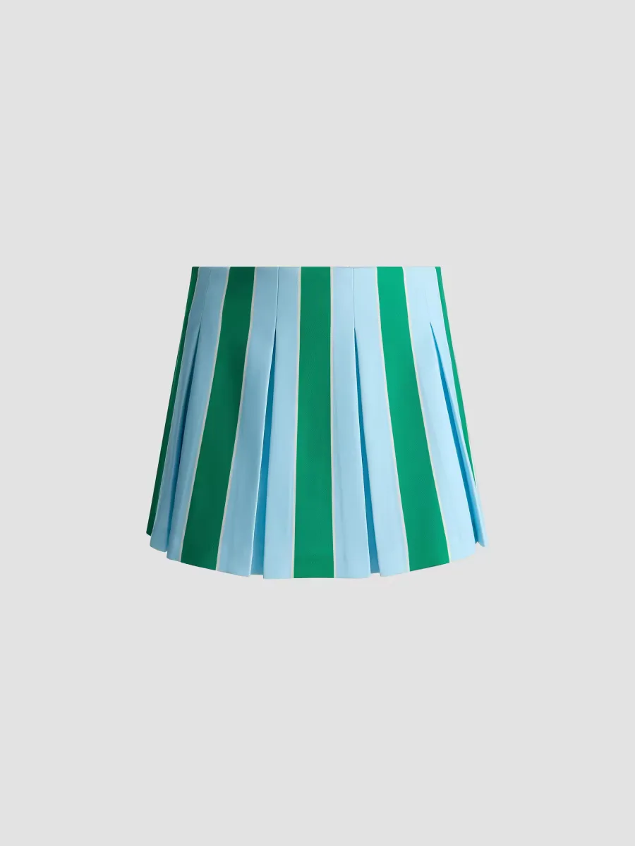 Emilie Striped Box-Pleated Miniskirt by Alice + Olivia
