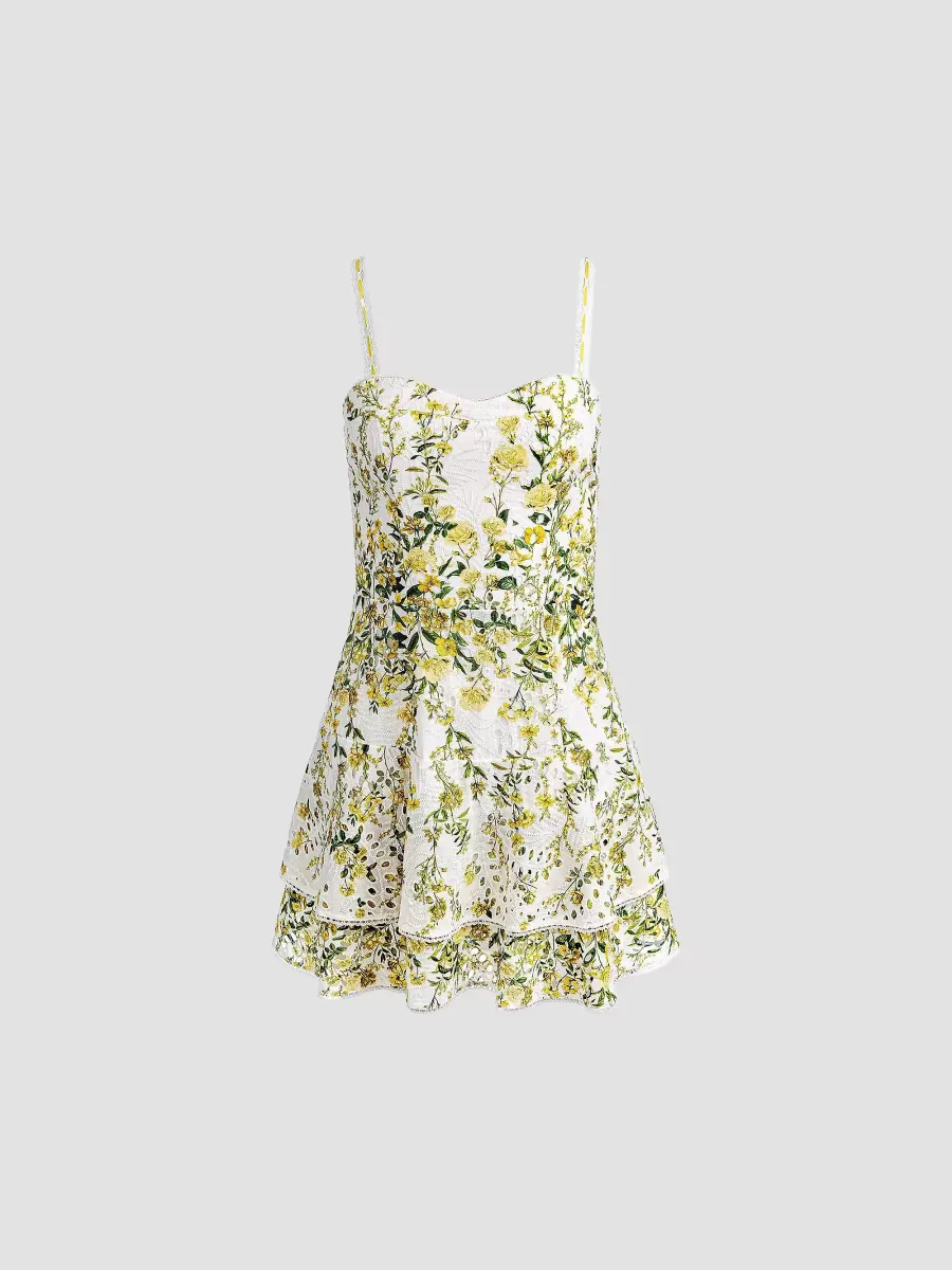 Meredith Floral Cotton Tiered Minidress
