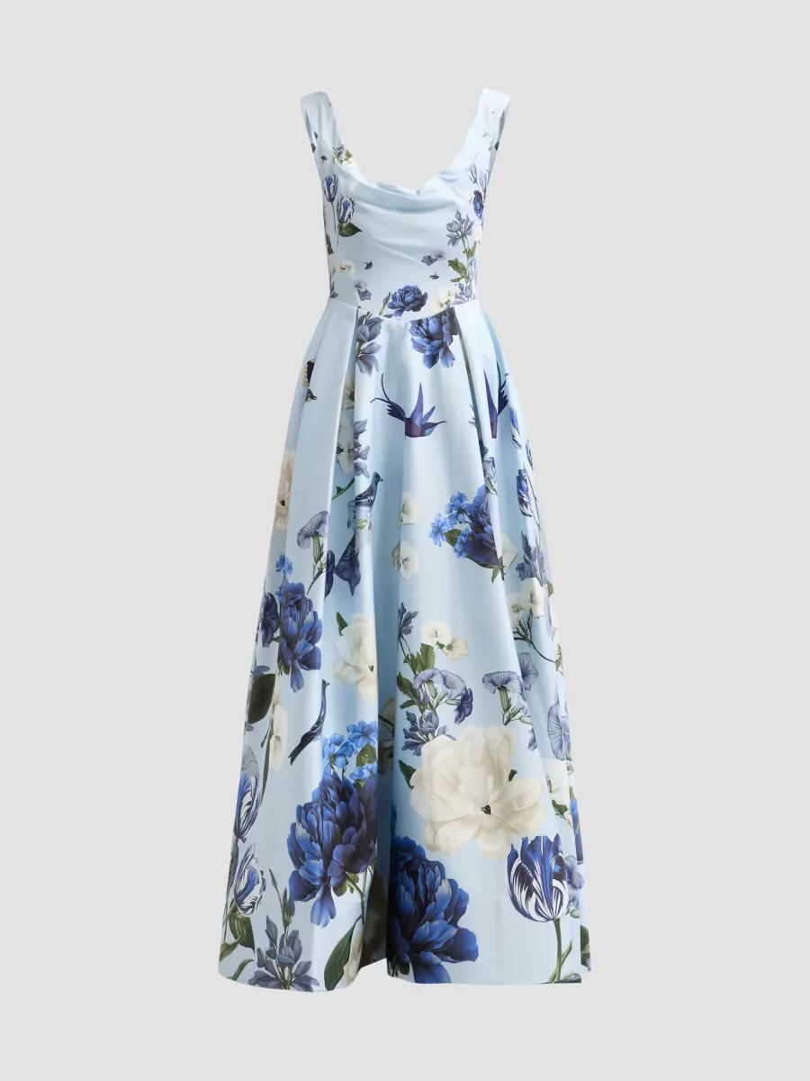 Estrella Draped Floral Gown by Alice + Olivia