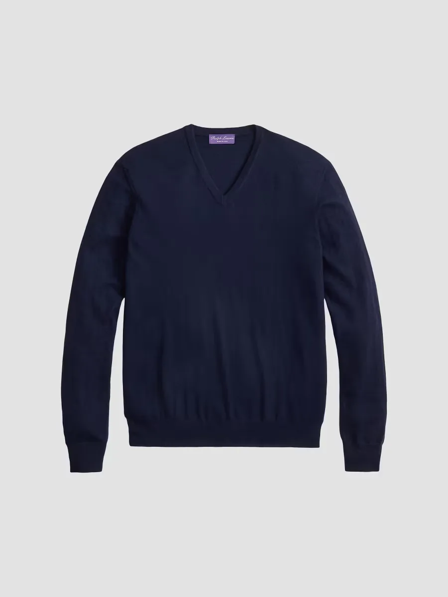 Purple Label Cashmere Jersey V-Neck Sweater by Ralph Lauren